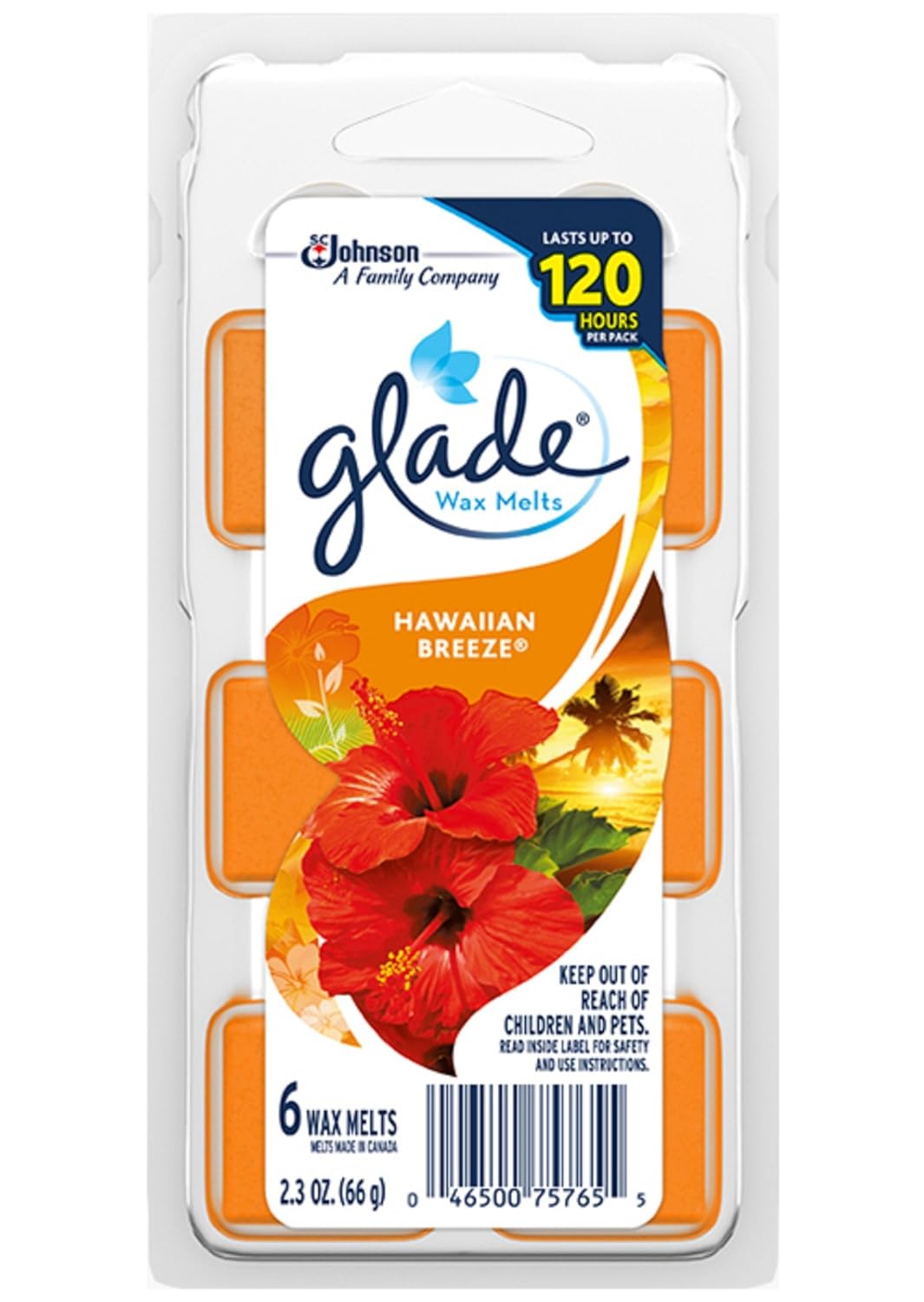 Glade Wax Melts Air Freshener - Hawaiian Breeze - 6 Count Wax Melts Per Package - Net Wt. 2.3 OZ (66 g) Per Package - Pack of 4 Packages : Health & Household
