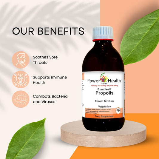 Power Health Bumbles Propolis Throat Mix 300Ml | Bee Propolis Liquid With Vitamin C Immune System Booster | Anti-Inflammatory Propolis Liquid Mix