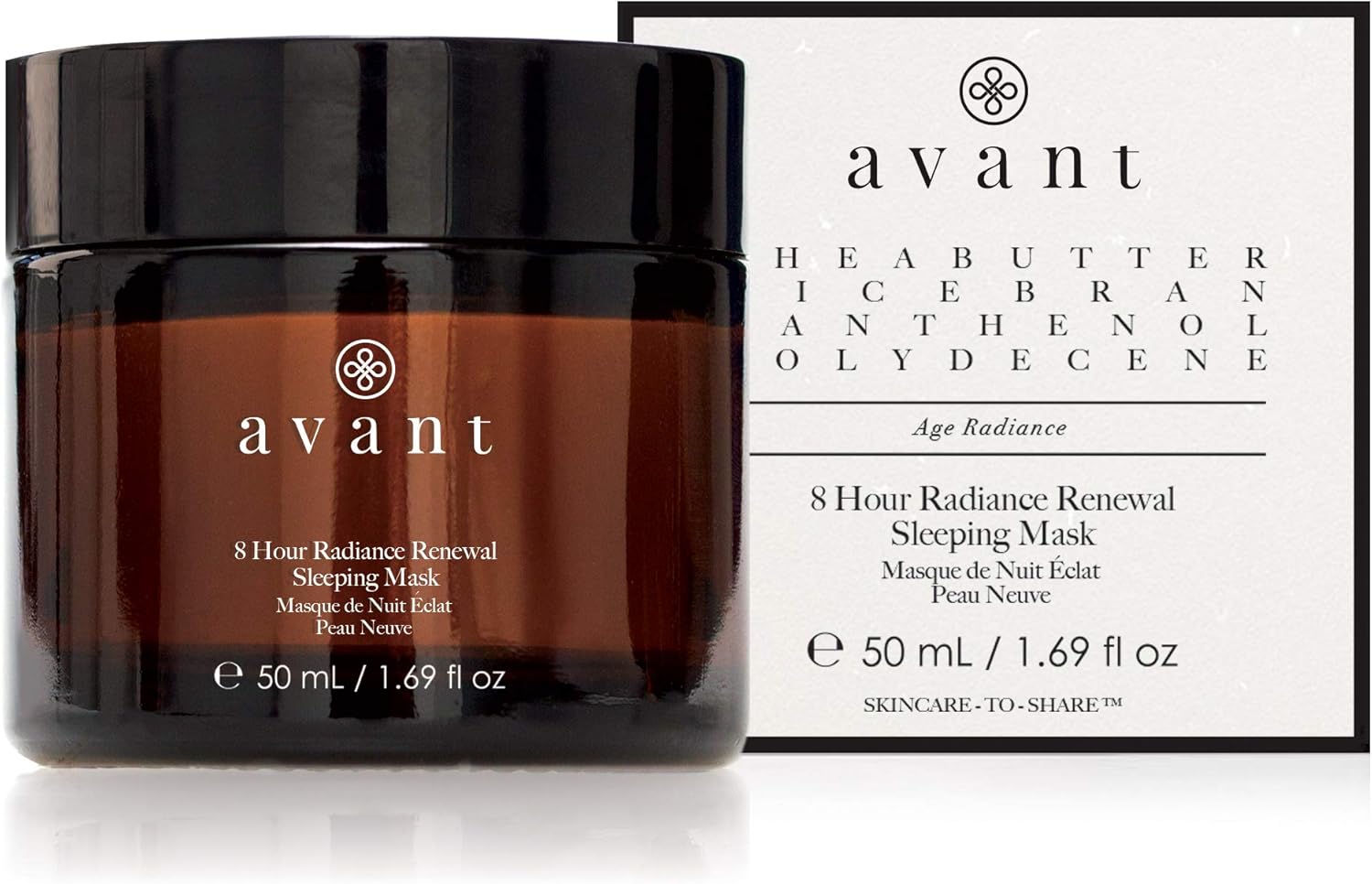 Avant | Hydrating Skin Care Face Mask | Helps Nourish, Reduce Signs Of Ageing & Revitalises Skin | 8 Hour Radiance Renewal Sleeping Mask | 1X 50Ml
