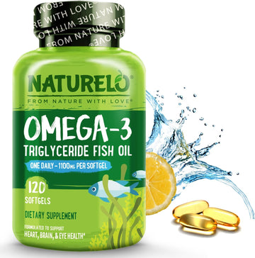 Naturelo Burpless Omega 3 Fish Oil Supplement - 1100Mg Triglyceride Omega-3, Epa + Dha, Liquid Fish Oil Omega 3 For Heart, Eye, Brain, Joint Health - 120 Softgels, 4 Months Supply