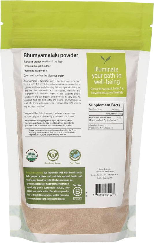 Banyan Botanicals Bhumyamalaki Powder ? Organic Liver Health Supplement* ? Phyllanthus spp. ? for Natural Detoxification & Cleansing of The Liver* ? 1/2 Pound ? Non GMO Sustainably Sourced Vegan