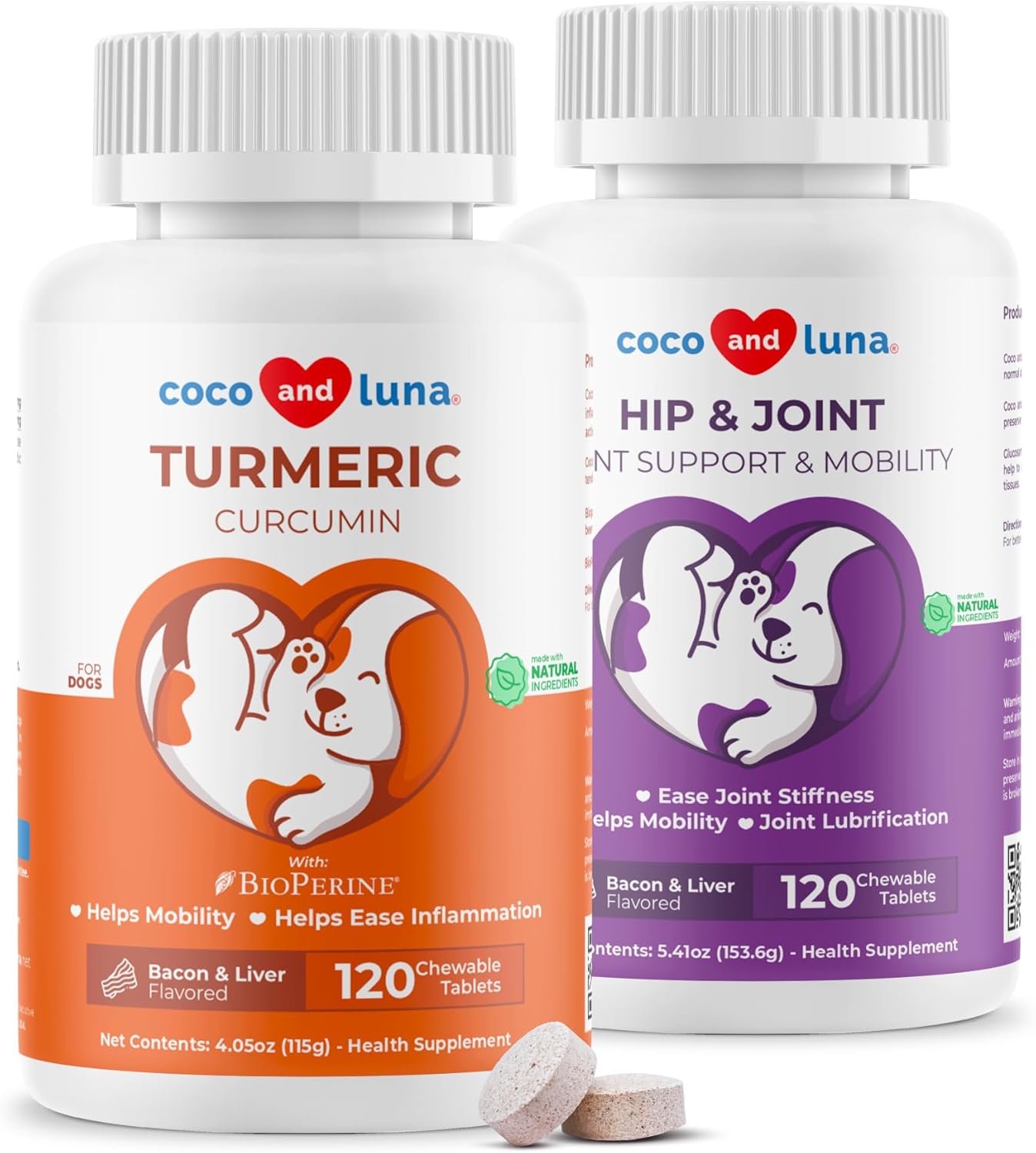 Hip And Joint Anti Inflammatory For Dogs Bundle - Joint Support, With Bioperine, Turmeric, Glucosamine, Msm, Chondroitin & Manganese