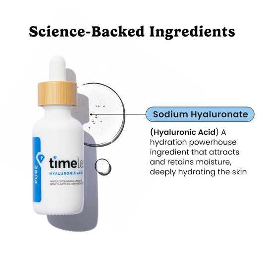 Timeless Skin Care Hyaluronic Acid 100% Pure Serum - Hydrating Face Serum For Personal Care - Fragrance-Free - Hyaluronic Acid - For Skin Care - 1 Oz