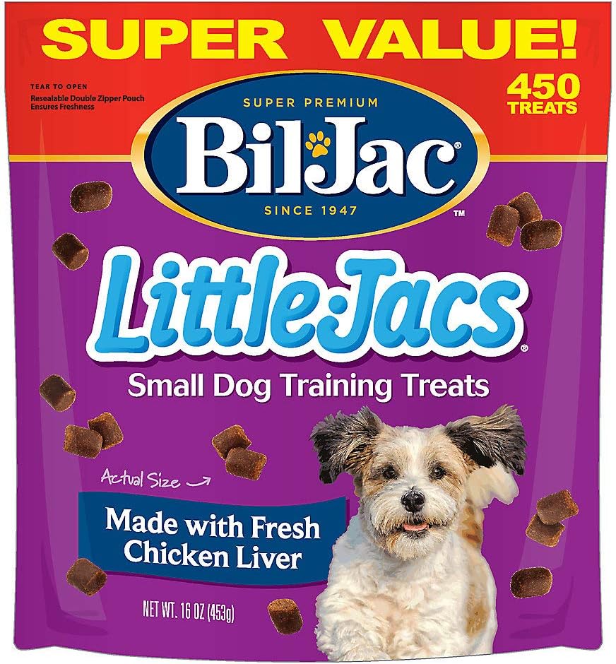 Bil-Jac Little Jacs Small Dog Training Treats - Soft Chicken Liver Dog Treats for Puppy Rewards - Real Chicken, No Fillers, 16oz Resealable Double Zipper Pouch (3-Pack)