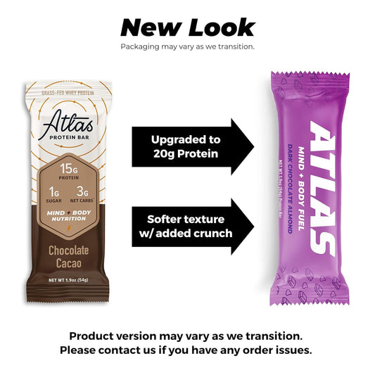 Atlas Protein Bar, 20G Protein, 1G Sugar, Clean Ingredients, Gluten Free (Chocolate Variety, 12 Count (Pack Of 1))