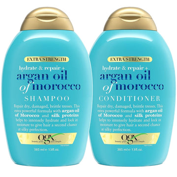 Ogx Extra Strength Hydrate & Repair + Argan Oil Of Morocco Shampoo & Conditioner Set, 13 Fl Oz (Pack Of 2)