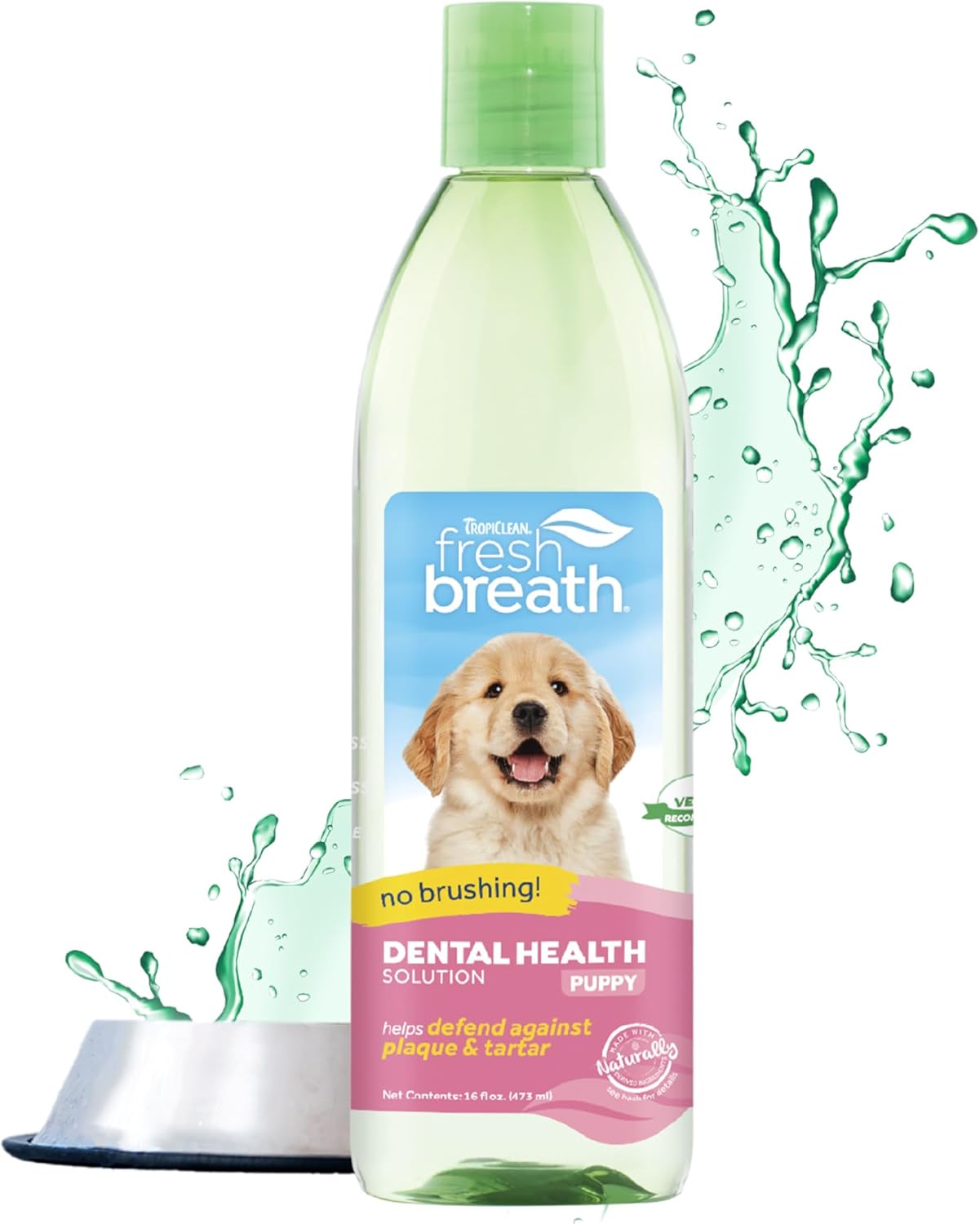 Tropiclean Fresh Breath Puppy Teeth Cleaning – Puppy Dental Care For Bad Breath - Breath Freshener - Water Additive Mouthwash – Helps Remove Plaque Off Pups Teeth, For Puppies, 473MlFbwa16Z-Pp