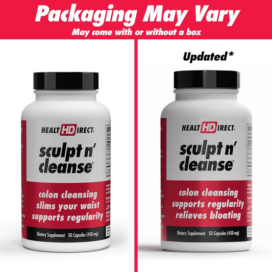 Health Direct Sculpt N' Cleanse - Herbal Colon Cleanse For Digestive Health & Regularity - Natural Detox & Gut Flush Supplement - Weight Management Support - 50 Veggie Capsules
