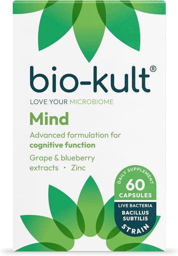 Bio-Kult Mind | Bacillus Pxn 21 + Zinc, Wild Blueberry & Grape Extracts | Brain & Gut Support | 60 Capsules