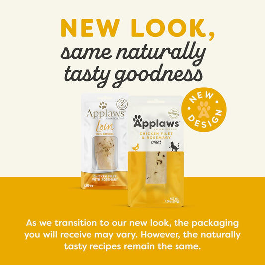 Applaws Natural Cat Treats, Grain-Free, Single Ingredient, Whole Protein Fillet, Healthy Snacks With No Artificial Additives (12 X 1.06Oz Whole Chicken & Rosemary Loin)