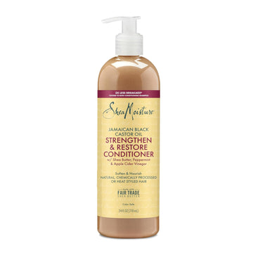 SheaMoisture Strengthen & Restore Shampoo, Conditioner & Leave-In Conditioner Jamaican Black Castor Oil, 3 ct to Cleanse & Nourish Dry, Damaged Hair, Sulfate Free & Color Safe