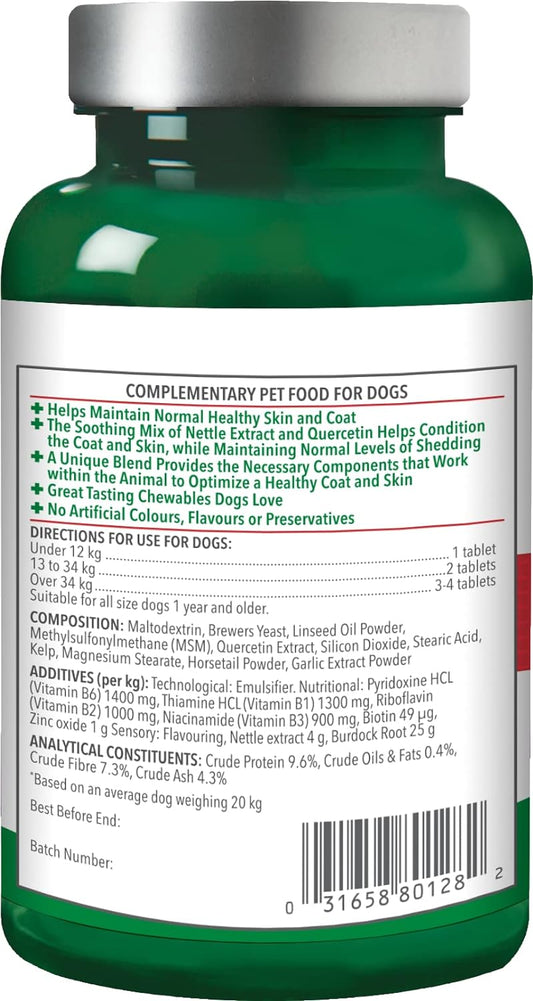 Vet's Best Skin & Coat Dog Supplements | Relieve Dogs Skin Irritation and Shedding Due to Seasonal Allergies or Dermatitis | 60 Chewable Tablets?80128-4p