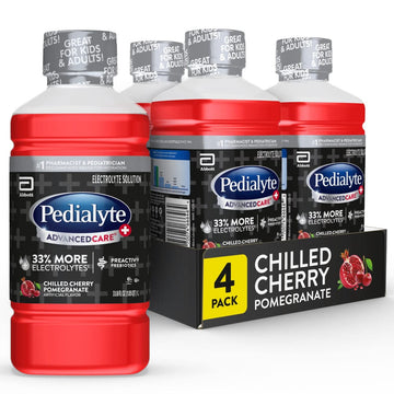 Pedialyte Advancedcare Plus Electrolyte Drink, With 33% More Electrolytes And Has Preactiv Prebiotics, Chilled Cherry Pomegranate 33.8 Fl Oz (Pack Of 4)