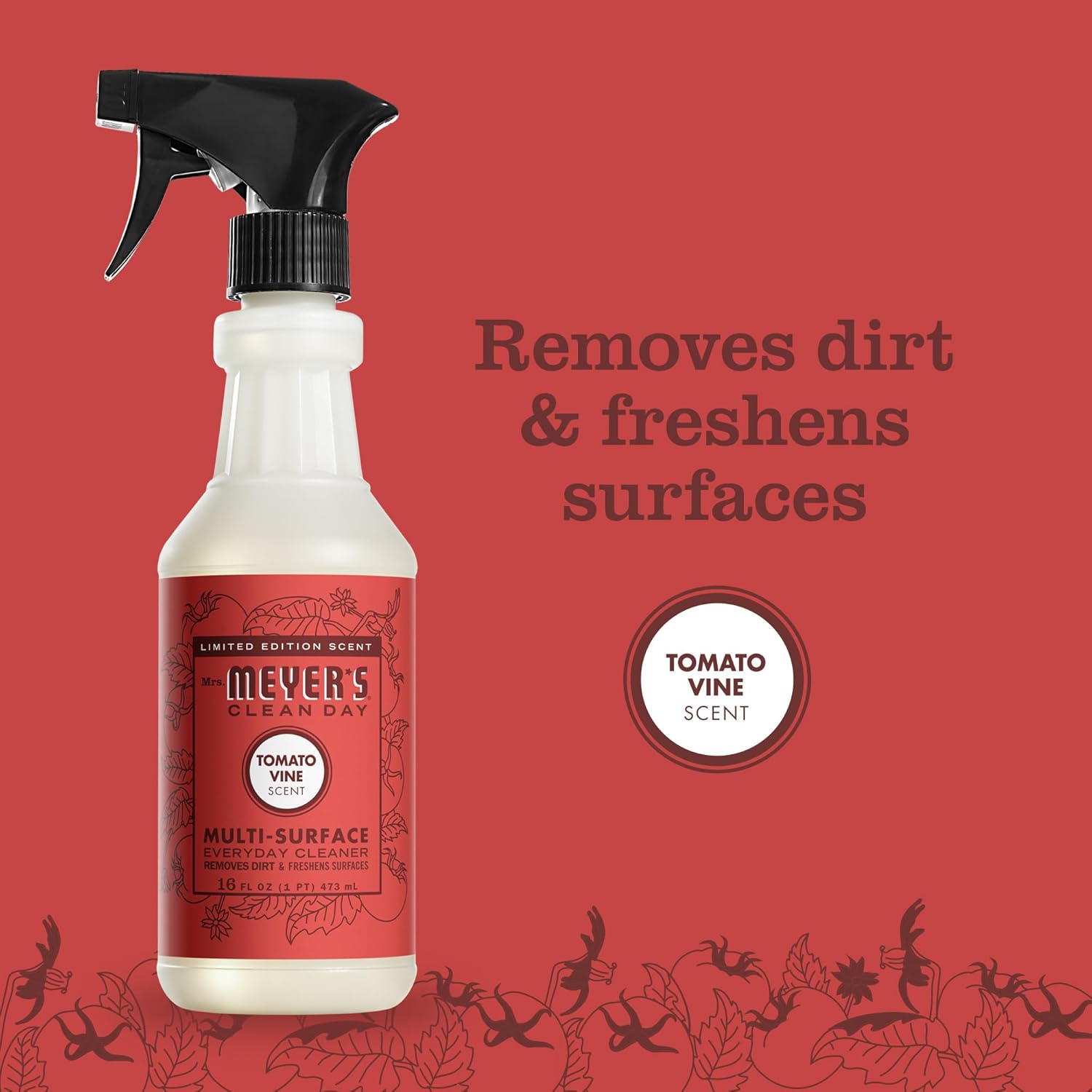 Mrs. Meyer'S Clean Day Multi-Surface Everyday Cleaner, Tomato Vine Scent, 16 Ounce Bottle
