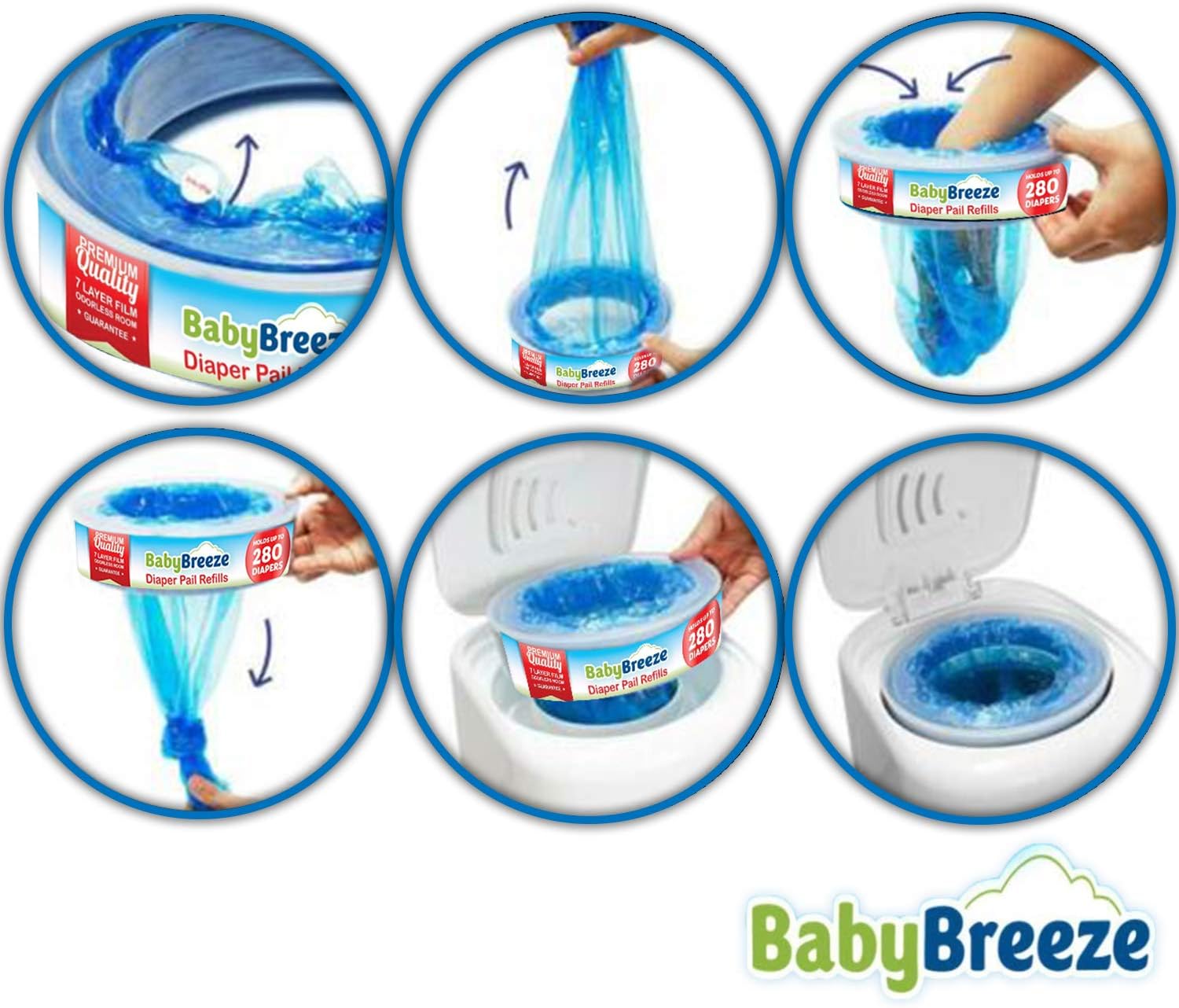 Diaper Pail Refill Bags Compatible With Playtex Diaper Genie Diaper Disposal System - 560 Count (2 Pack) – By Babybreeze
