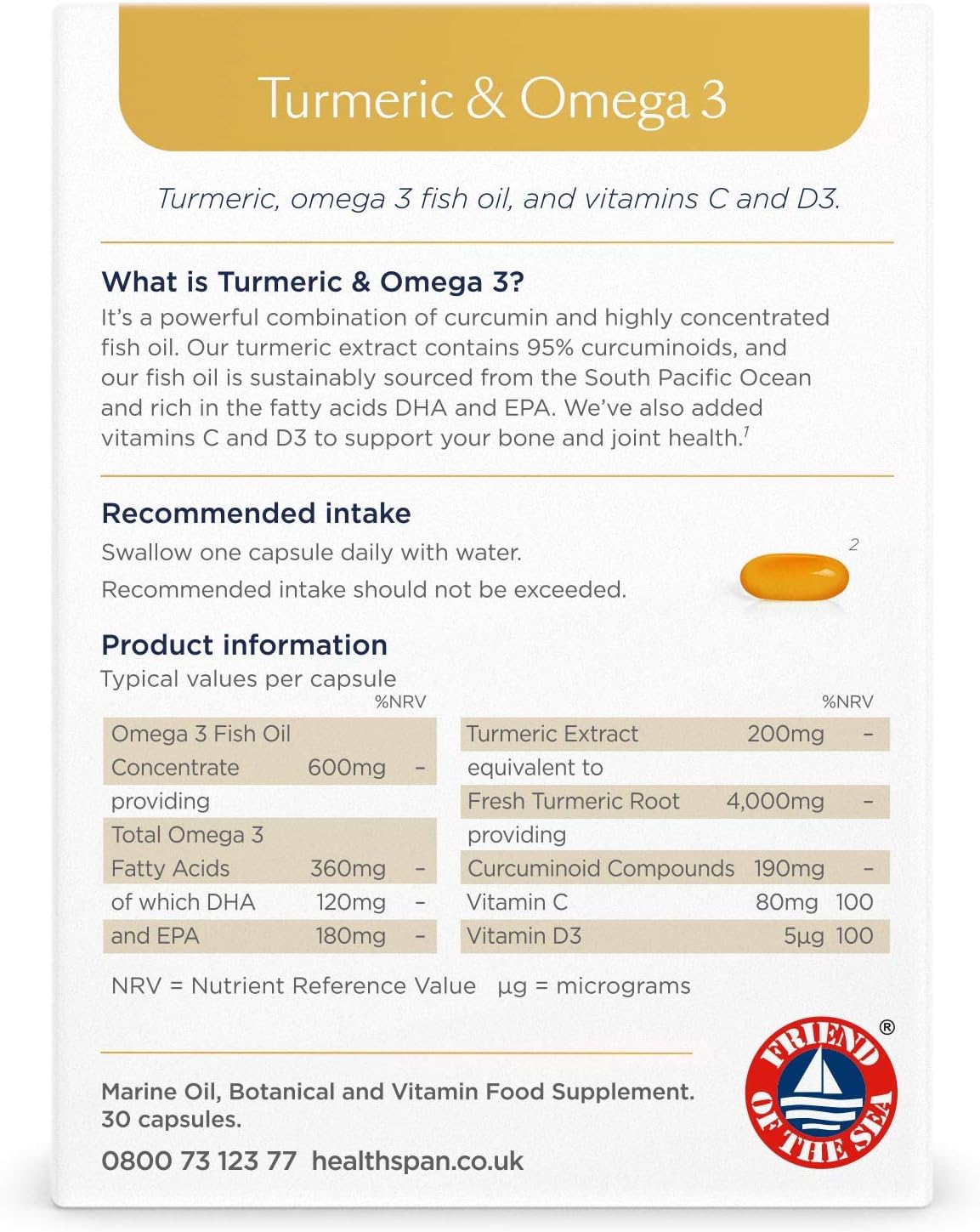 HEALTHSPAN TURMERIC & OMEGA 3 : Amazon.co.uk: Health & Personal Care