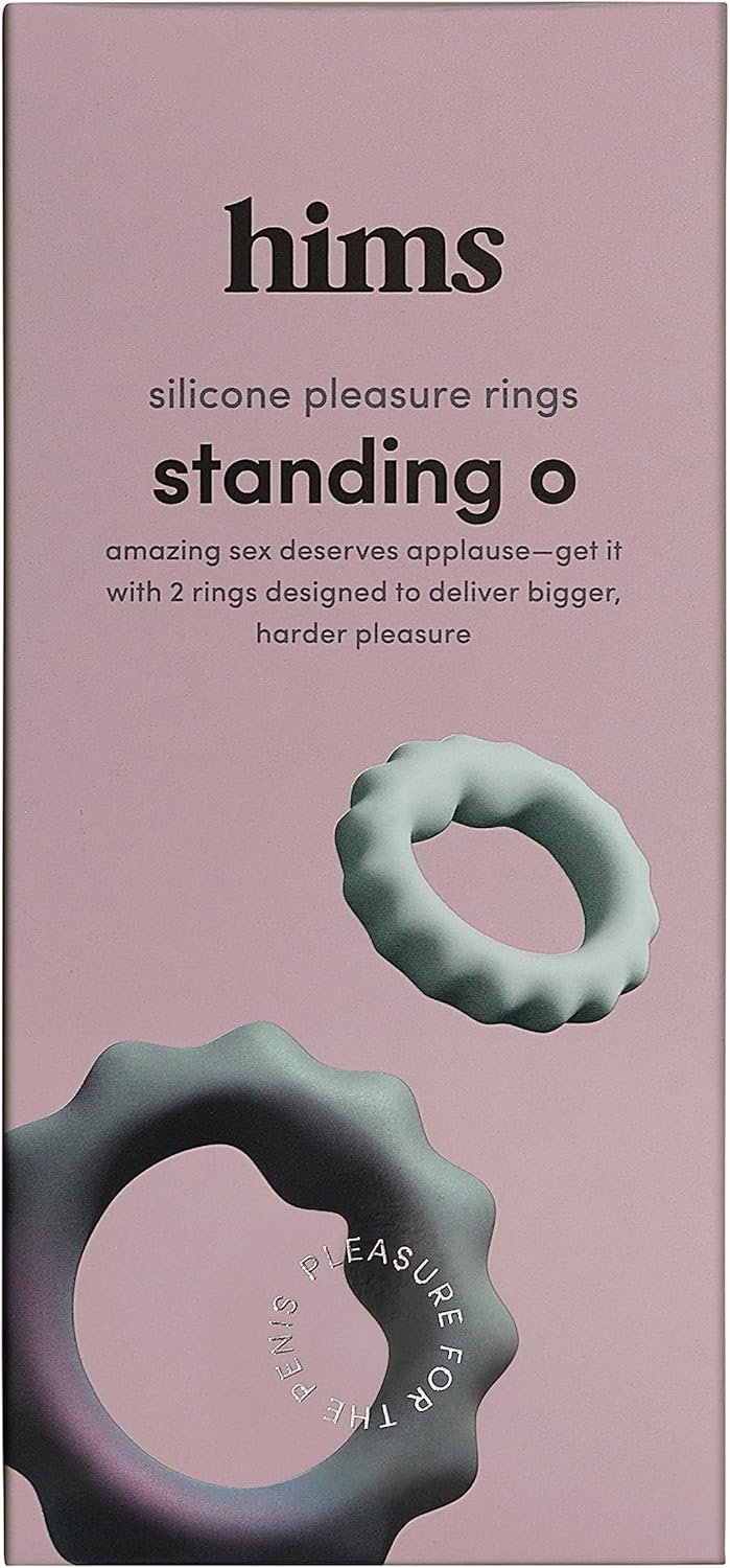 Hims Standing O Penis Rings - For Bigger, Harder Pleasure - Skin-Safe Silicone Pleasure Rings - Stimulation For You & Your Partner - Mens Sex Toys For Stronger Erection - Penis Ring Set Of 2