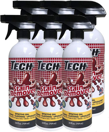 TECH Stain Remover, 24 oz Spray Bottle, 6 Pack, For Carpet, Clothes, Upholstery, and Other Fabrics