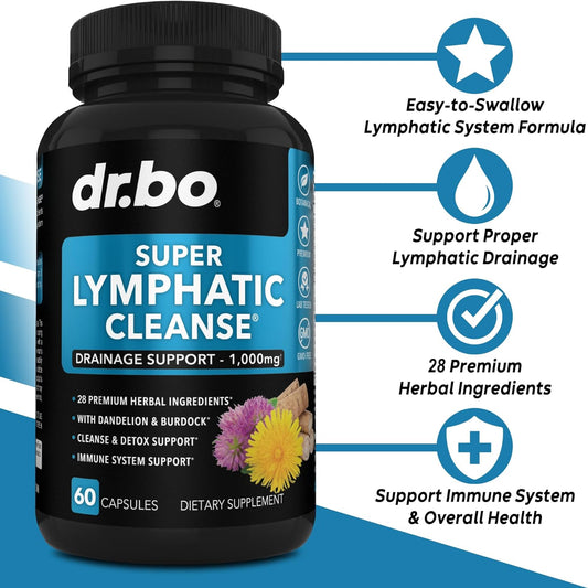 Lymphatic Drainage Supplements Pills - Lymphatic Support Total Herbal Cleanse Products with Echinacea, Ginger, Dandelion, Red Root & Red Clover Supplement - Lymph Node Detox Lymphatic System Drainage