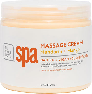 Bcl Spa Massage Cream Organic Lemongrass + Green Tea Body Lotion With Shea Butter, Aloe Vera, Peppermint, Argan And Jojoba Oils Body Cream To Soothe, Calm & Revitalize The Skin. Home/Pro Use 16 Fl Oz