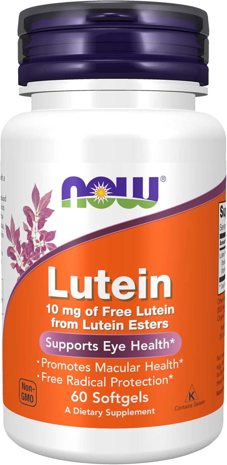 Now Foods Supplements, Lutein 10 Mg With 10 Mg Of Free Lutein From Lutein Esters, 60 Softgels