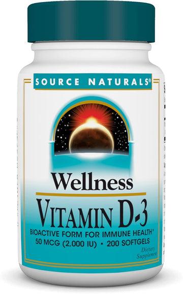 Source Naturals Wellness Vitamin D-3 2000 Iu Bioactive Form For Immune Health* - 200 Softgels