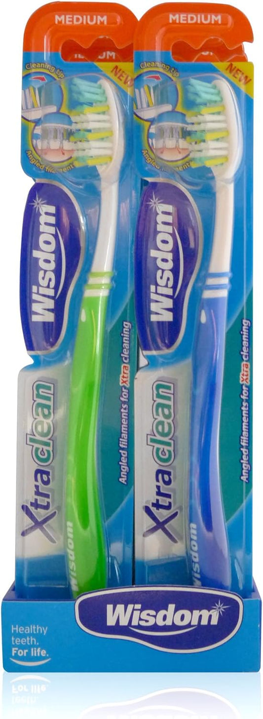 12x Wisdom Xtra Clean Manual Toothbrush Medium Bristles Teeth Cleaning Dental