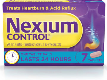 Nexium Control Heartburn & Indigestion Tablets For Acid Reflux Relief, Gastro-Resistant Esomeprazole Tablets, 20Mg, 7 Count