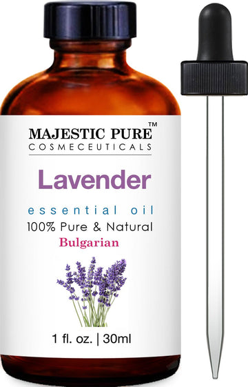 MAJESTIC PURE Lavender Essential Oil, Premium Grade, Pure and Natural, Bulgarian, for Aromatherapy, Massage, Topical & Household Uses, 1 fl oz