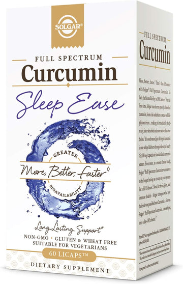 Solgar Full Spectrum Curcumin Sleep Ease, 60 Licaps - Supports Calm, Tranquil Rest & Relaxation, Antioxidant Support - Melatonin, Pharmagaba, Venetron, Curcumin - Non-Gmo, Vegetarian - 30 Servings