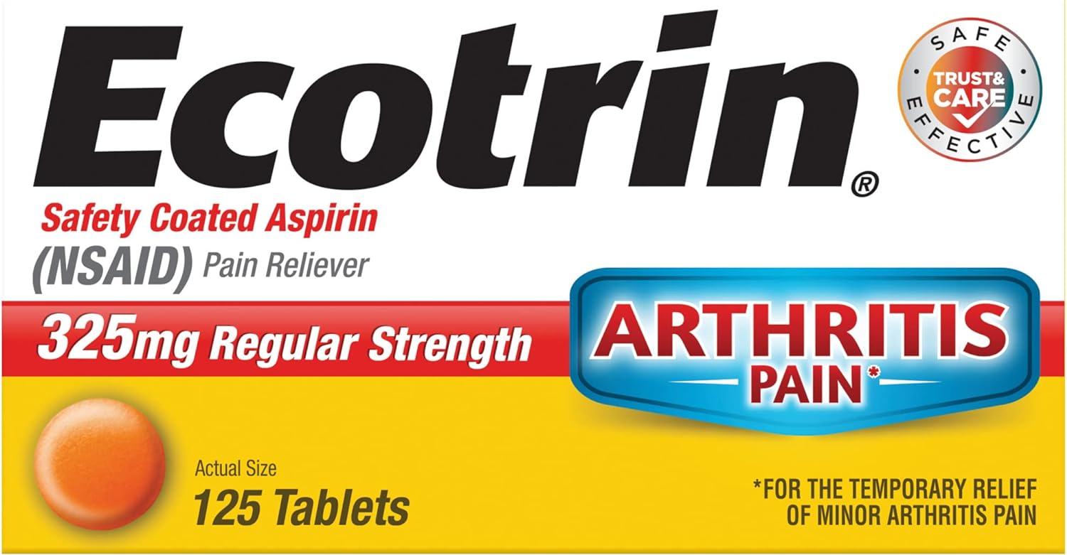 Ecotrin Regular Strength Aspirin, Arthritis Pain Relief, 325mg Regular