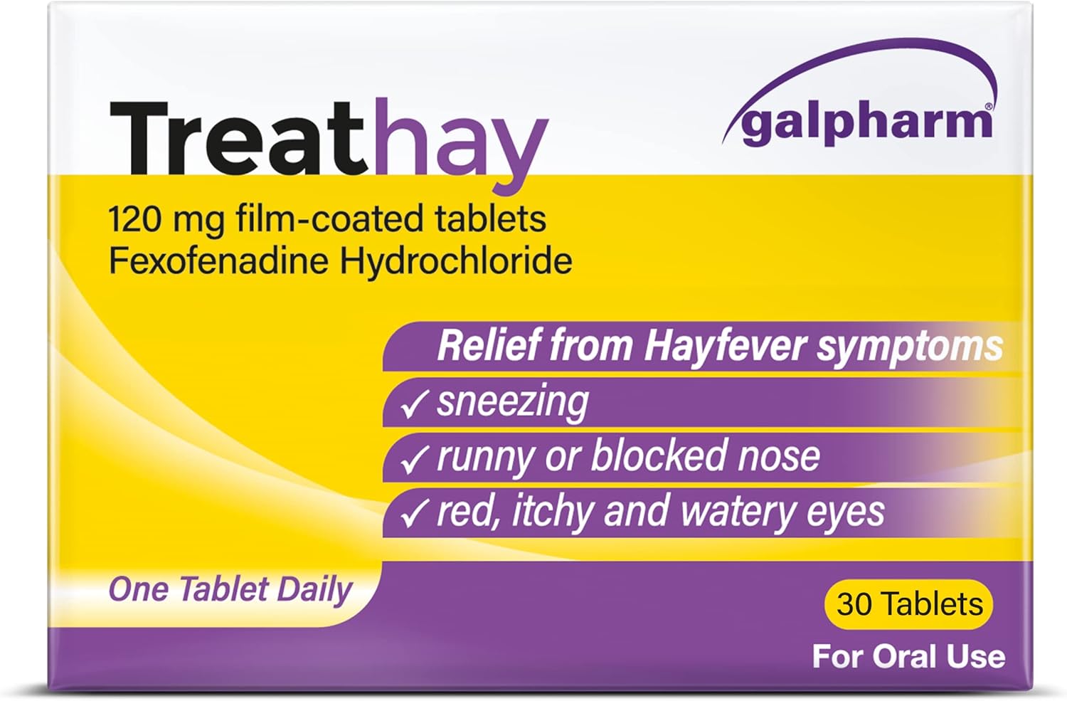 Galpharm Treathay Hayfever Relief Fexofenadine, 30 Count (Pack Of 1)