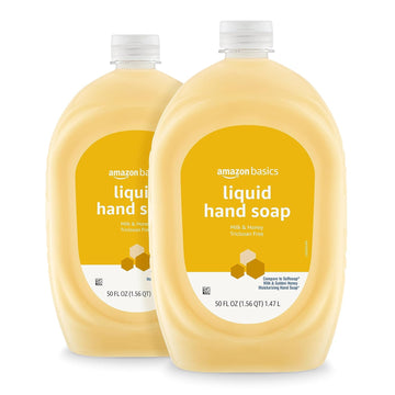 Amazon Basics Liquid Hand Soap Refill, Milk And Honey Scent, Triclosan-Free, 50 Fluid Ounces, 2-Pack (Previously Solimo)