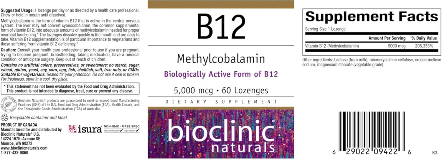 Bioclinic Naturals - B12 Methylcobalamin 5000 Mcg 60 Loz