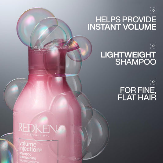 Redken Volume Injection Shampoo | Lightweight Volume Shampoo For Fine Hair | Adds Volume, Lift, And Body To Flat Hair | Paraben Free