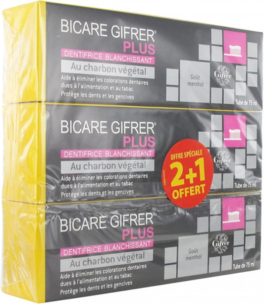 Gifrer Bicare Gifrer Plus Whitening Toothpaste With Botanical Charcoal 3 X 75Ml In Which 1 Free