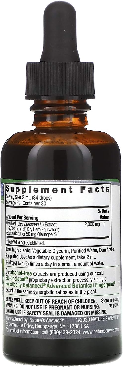 Nature's Answer Oleopein Olive Leaf, Promotes Overall Good Health and Well Being* Alcohol-Free, Gluten-Free & Kosher (2   (Pack of 2))