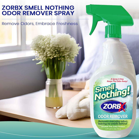 Zorbx Smell Nothing Odor Remover Spray 24 Fl Oz – Unscented & Perfume Free Odor Absorber For Strong Odors - Advanced Odor Neutralizer & Pet Odor Remover For Couch, Car, Carpet & Diaper Pail Smells