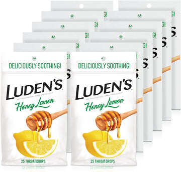 Ludens Deliciously Soothing Throat Drops, Honey Lemon Flavor, 25 Count, Pack of 12