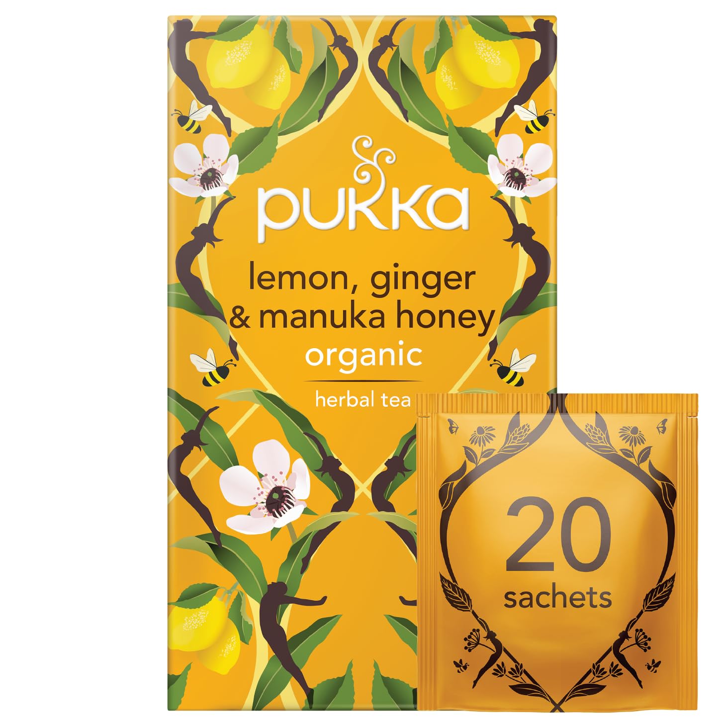 Pukka Organic Lemon Ginger Manuka Tea, 20 Ct