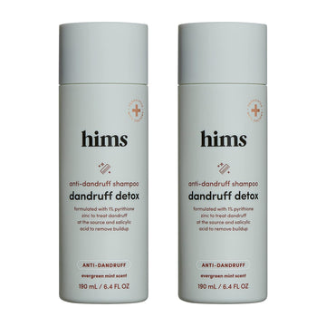 Hims Dandruff Detox Shampoo - Dermatologist Formulated Dry Scalp & Dandruff Shampoo - For Dry, Oily, Itchy, Flaky Scalp - Anti Dandruff Shampoo with 1% Zinc Pyrithione, Argan Oil & Avocado Oil - 2 x 6.4 fl oz