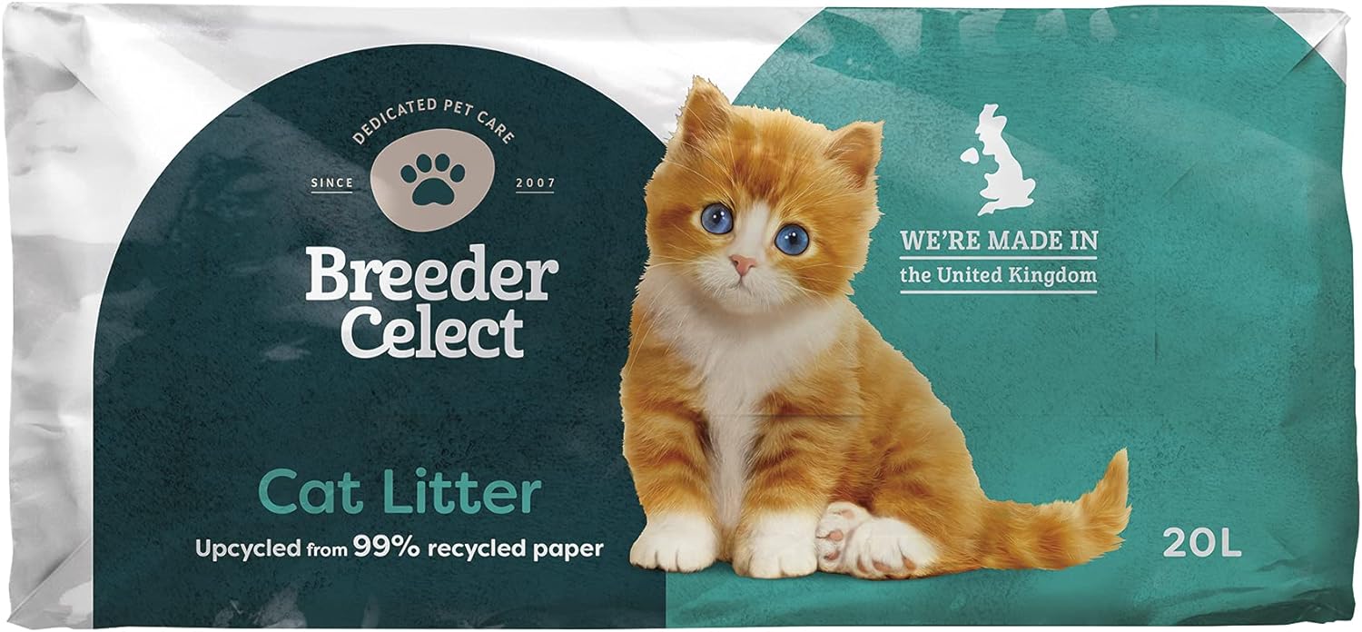 BreederCelect 99 Percent Recycled Paper Cat Litter, 20 L :Pet Supplies