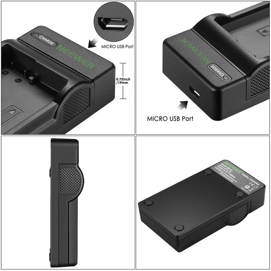 Neewer Slim Fast Micro USB Battery Charger for Nikon EN-EL14 EN-EL14a, Nikon D3200, D3100, D5500, D5300, D5200, D5100, D3300,DF DSLR, Coolpix P7800, P7700, P7000 Cameras, Multi Charging Option