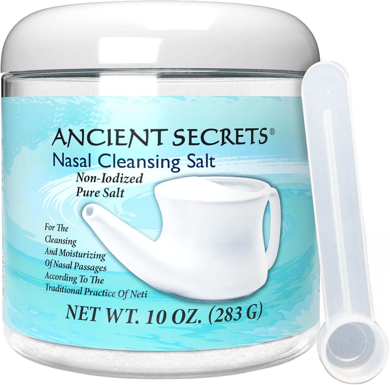 Ancient Secrets Nasal Cleansing Salt, Non-Iodized – Usp-Grade Sodium Chloride For Any Neti Pot, Sinus Irrigation System, 10 Oz + Single-Use Travel Pack