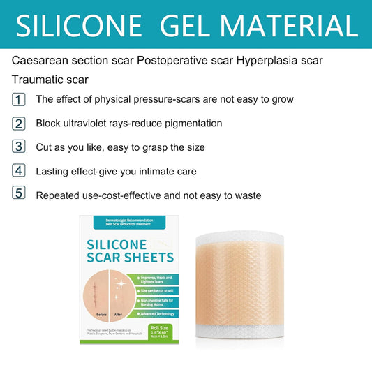 Medical-Grade Silicone Scar Tape Roll, Waterproof Silicone Scar Sheets For Surgery, Swimming, 24H Adhesion, No Residue | Safe For Sensitive Skin & Scar Away, Silicone Sheets For Scars