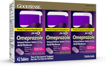 Goodsense Omeprazole, Compare To Prilosec, Delayed Release Tablets 20 Mg, Acid Reducer, Wildberry Mint Coated Tablet, 14 Count (Pack Of 3)