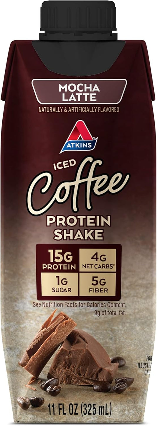 Atkins Gluten Free Protein-Rich Shake, Mocha Latte, Keto Friendly, 15 Count