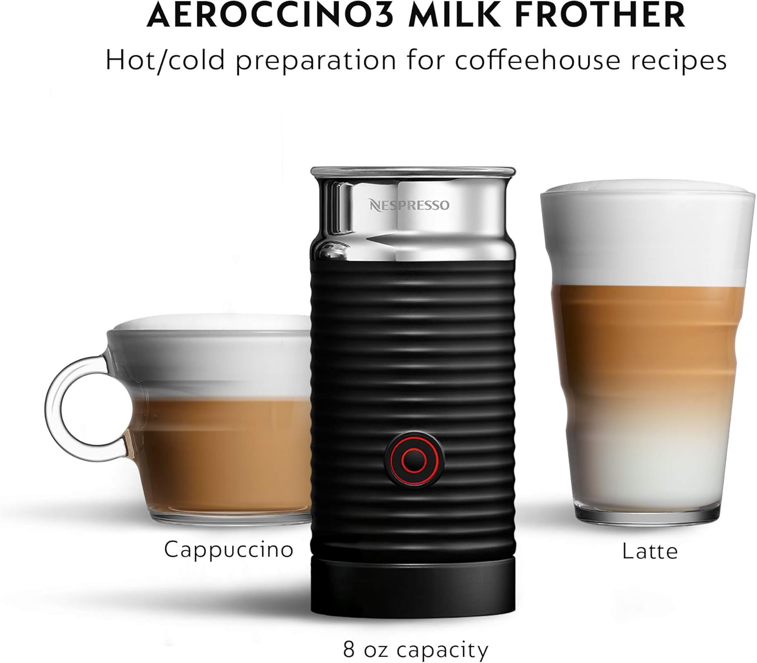 Nespresso Vertuo Next Coffee and Espresso Maker by De'Longhi with Aeroccino Milk Frother, White: Home & Kitchen