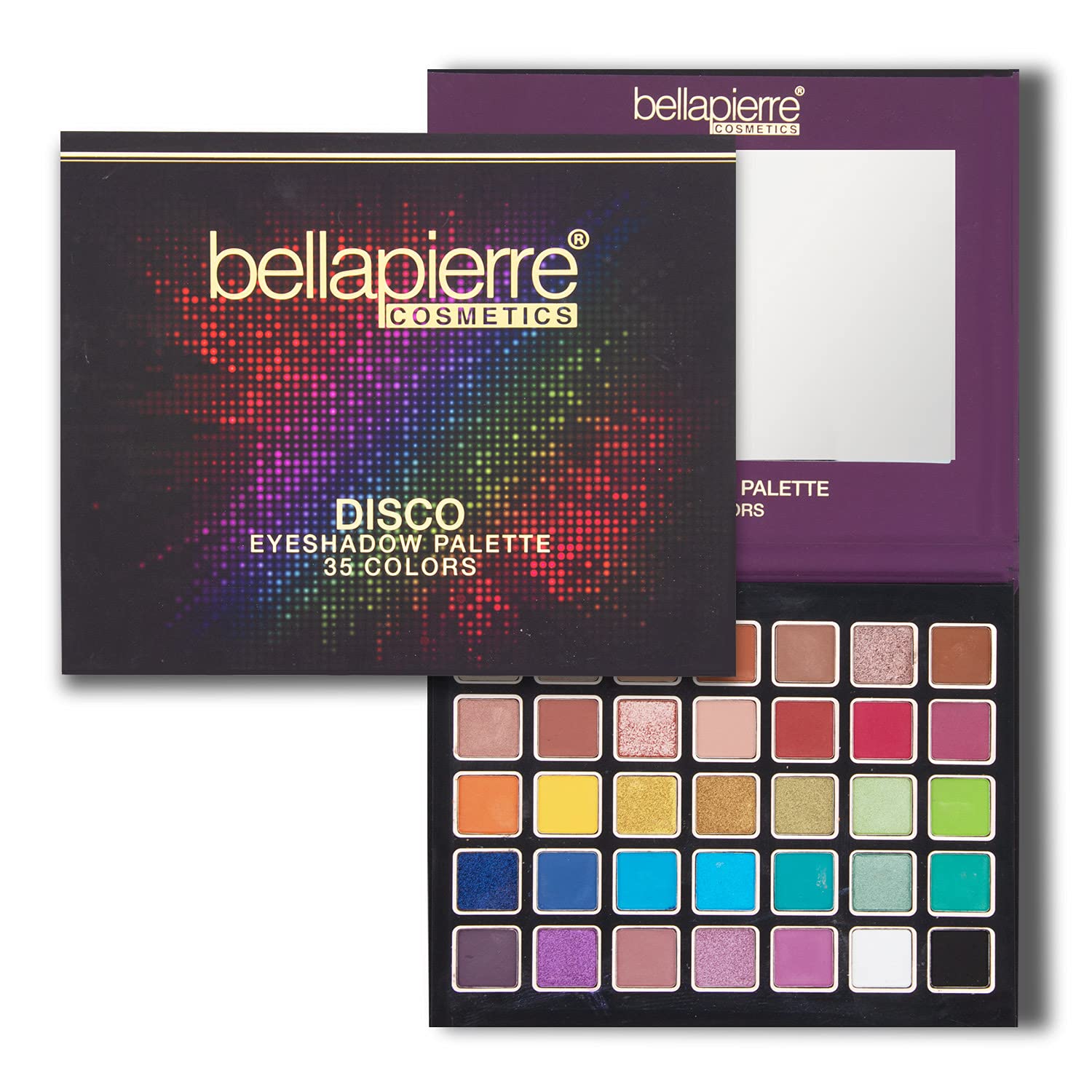 Bellapierre Disco Eyeshadow Makeup Palette | 35 Colorful Shades In A Range Of Matte, Satin, Shimmer, And Glitter Finishes | Non-Toxic And Paraben Free | Vegan And Cruelty Free : Beauty & Personal Care