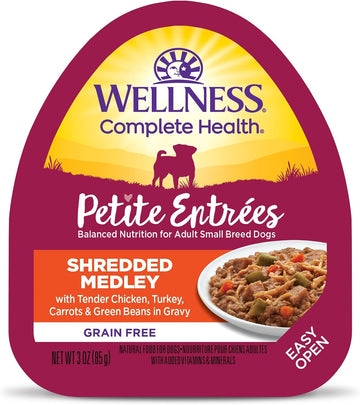 Wellness Petite Entrées Shredded Medley With Tender Chicken, Turkey, Carrots & Green Beans, 3-Ounce Cup (Pack Of 12)